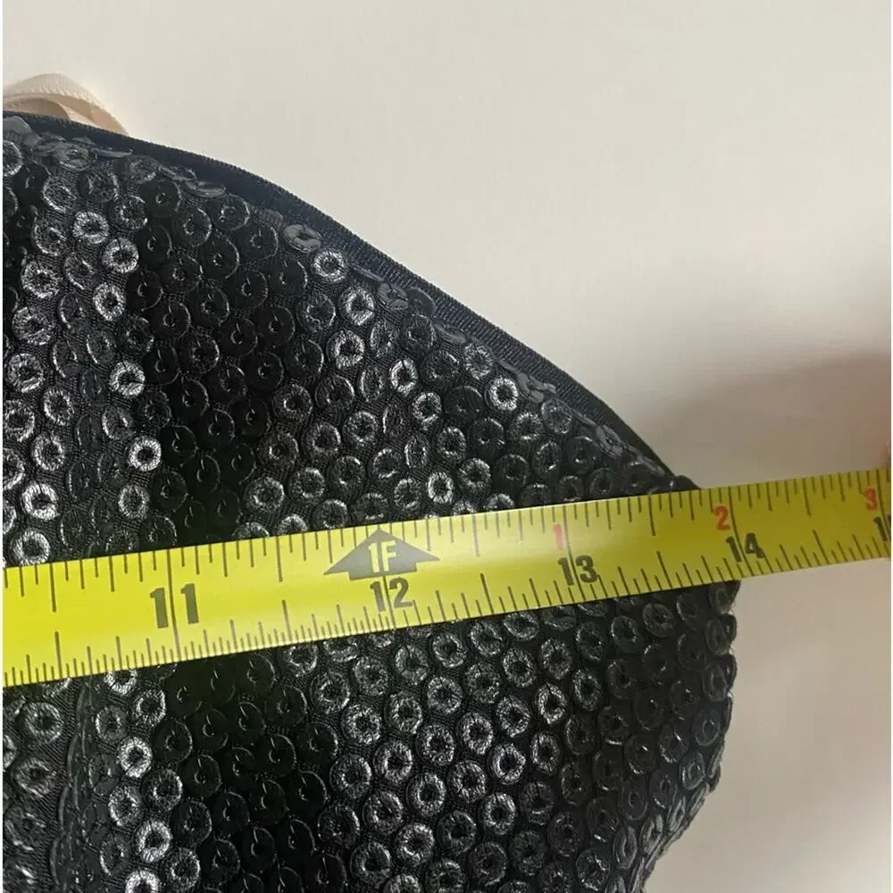 HALSTON HERITAGE NWT Strapless All Over Sequin Dress Bow Detail Matte Black Sz 2 - Picture 7 of 10